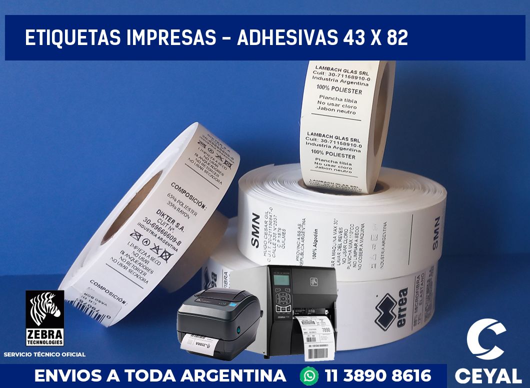 etiquetas impresas – Adhesivas 43 x 82