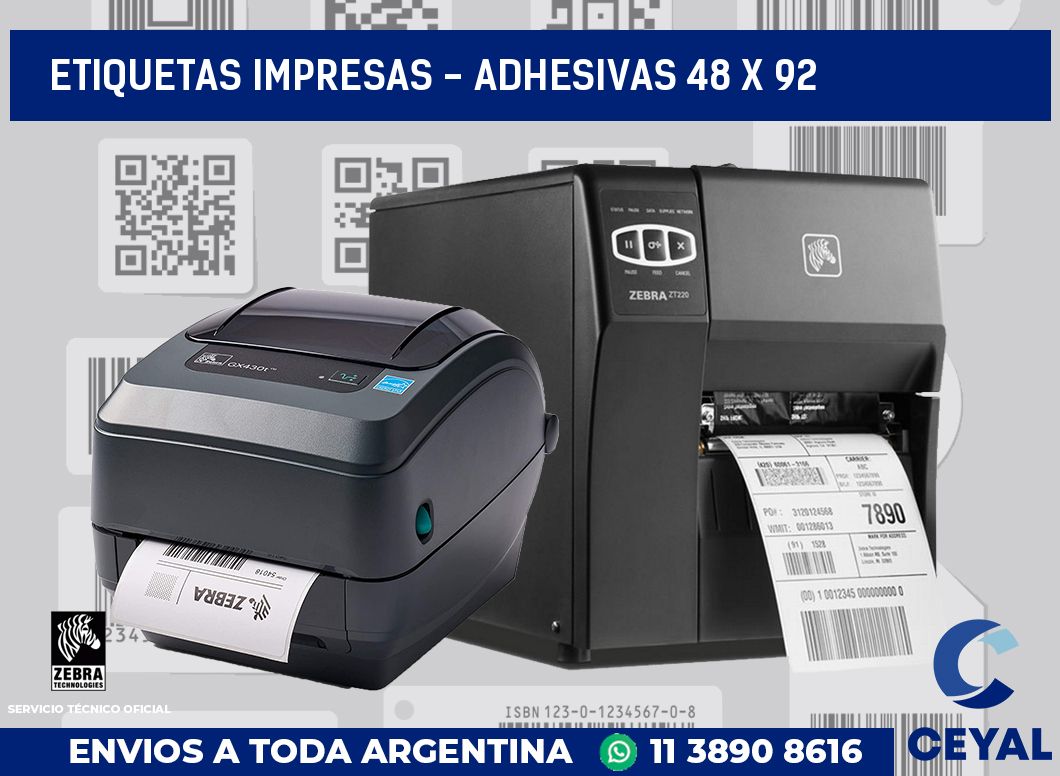 etiquetas impresas - Adhesivas 48 x 92