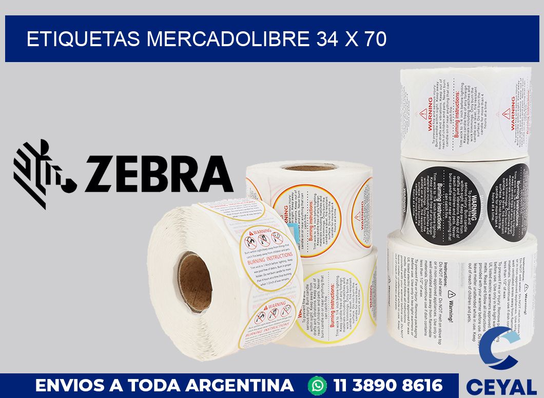 etiquetas mercadolibre 34 x 70