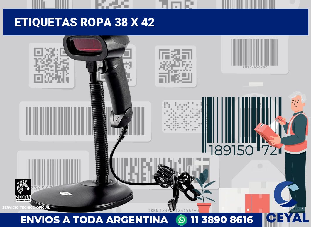 etiquetas ropa 38 x 42