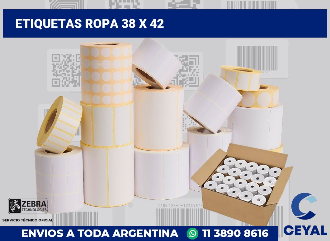 etiquetas ropa 38 x 42
