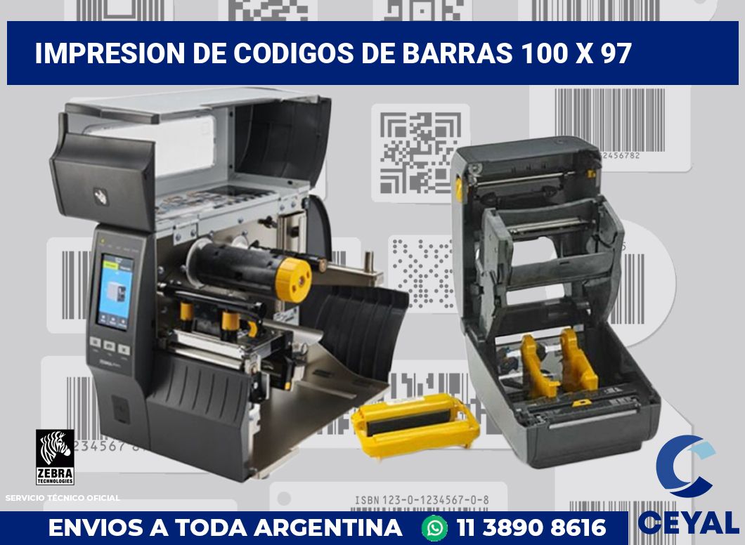 impresion de codigos de barras 100 x 97
