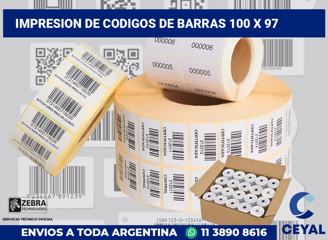 impresion de codigos de barras 100 x 97