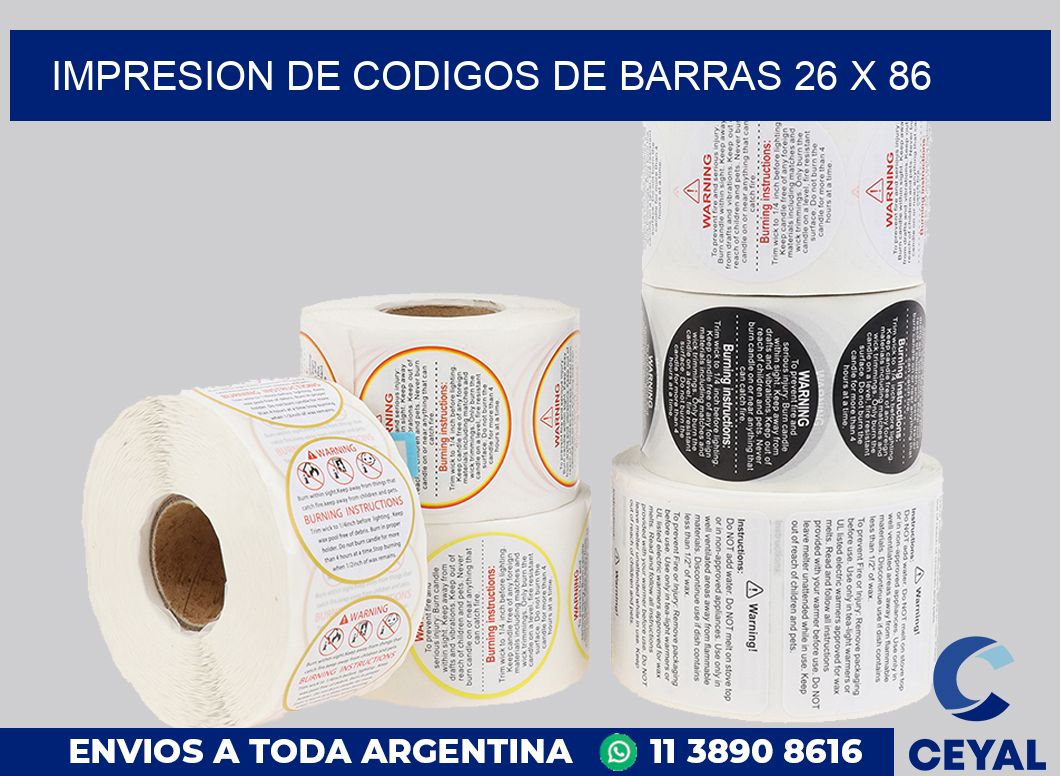 impresion de codigos de barras 26 x 86
