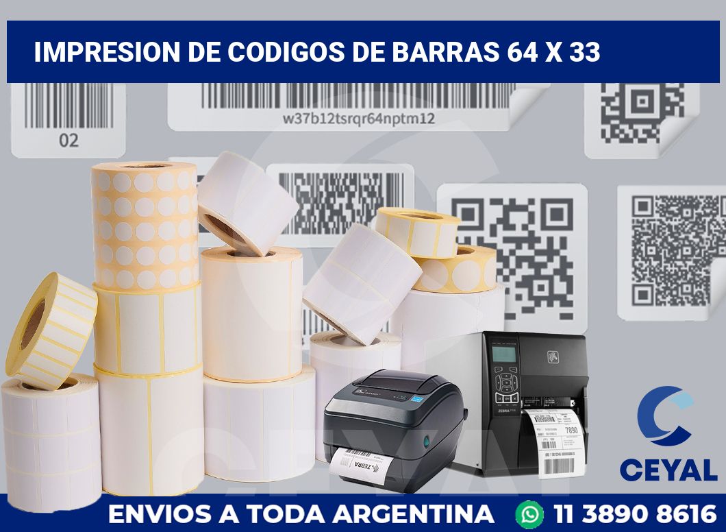 impresion de codigos de barras 64 x 33