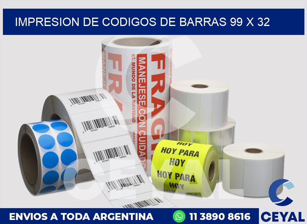 impresion de codigos de barras 99 x 32