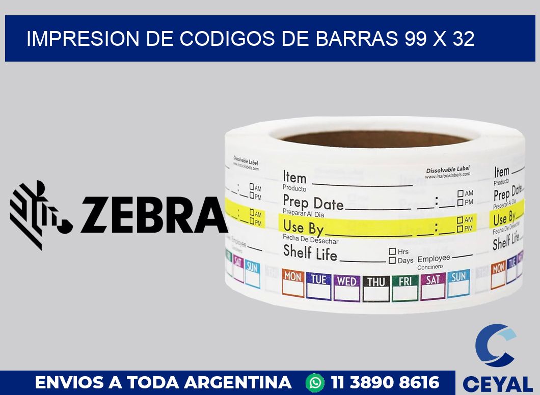 impresion de codigos de barras 99 x 32