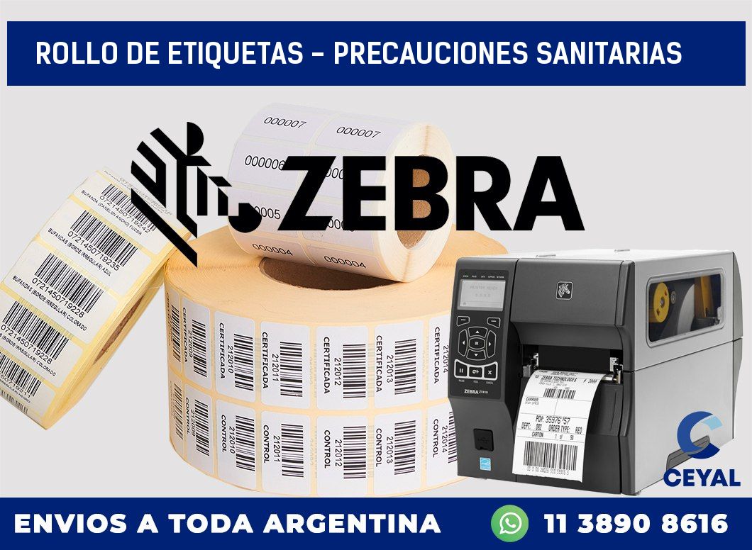 rollo de etiquetas – precauciones sanitarias