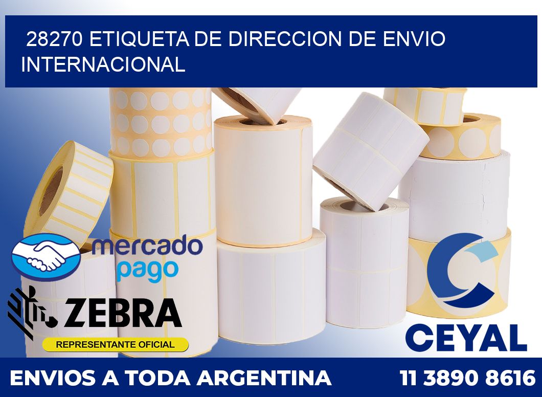 28270 Etiqueta de direccion de envio internacional