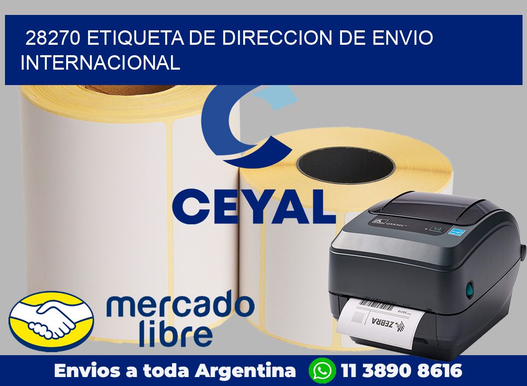 28270 Etiqueta de direccion de envio internacional