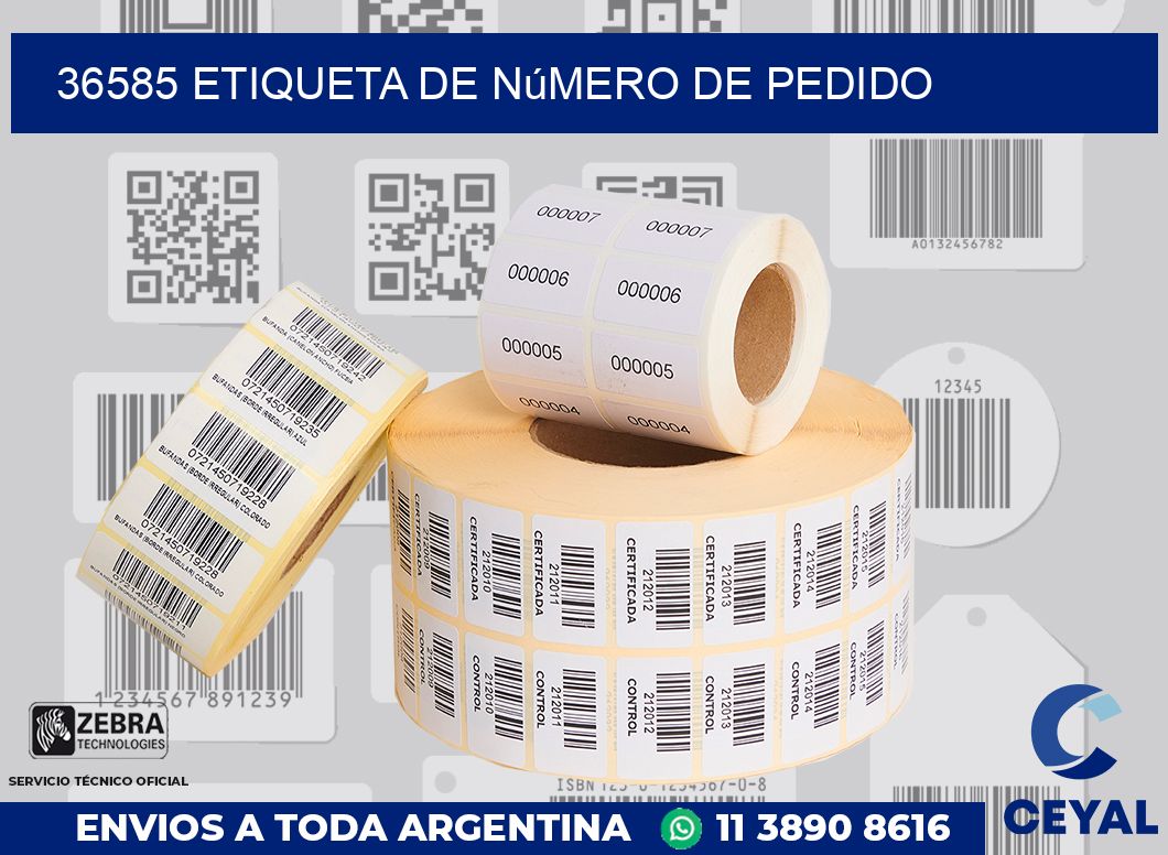 36585 Etiqueta de número de pedido