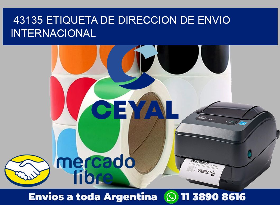43135 Etiqueta de direccion de envio internacional