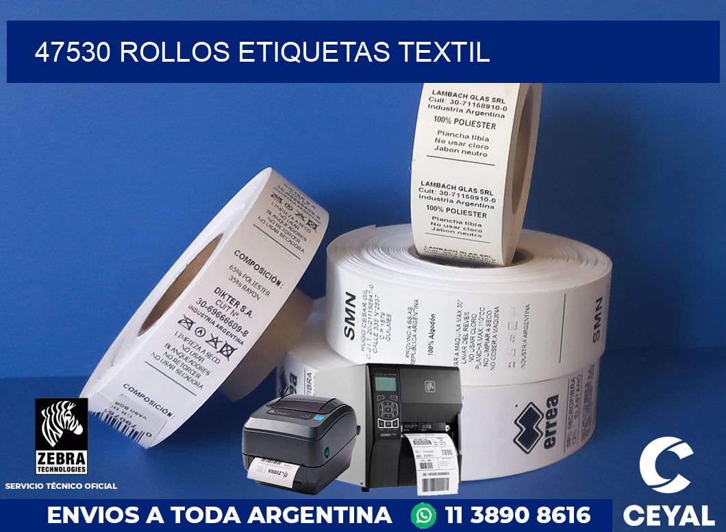 47530 rollos etiquetas textil