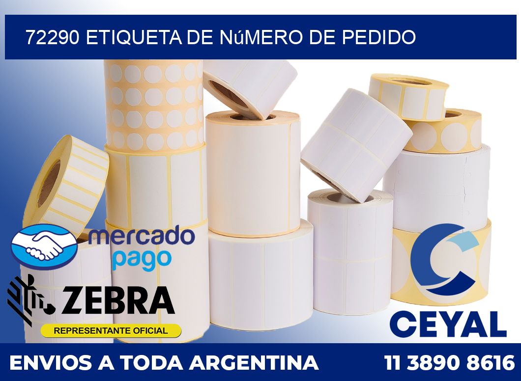72290 Etiqueta de número de pedido