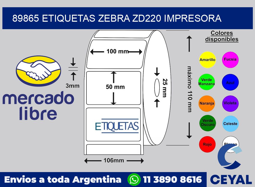 89865 etiquetas Zebra zd220 impresora