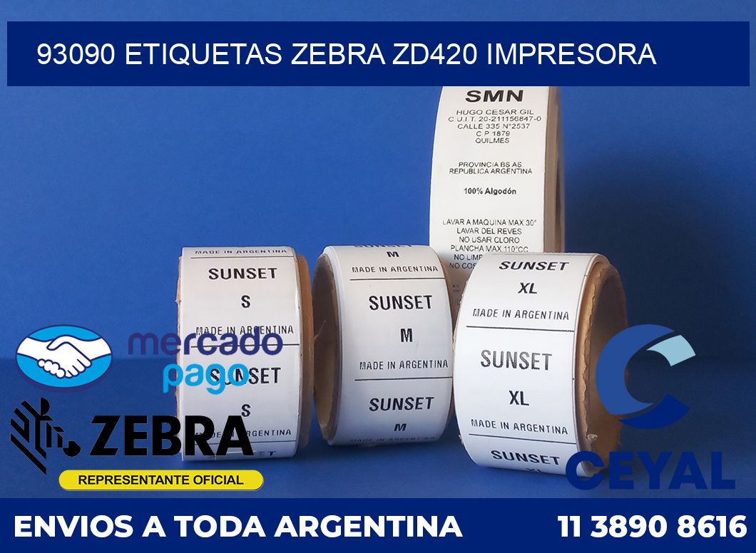 93090 etiquetas Zebra zd420 impresora
