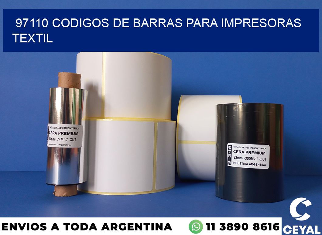 97110 codigos de barras para impresoras textil