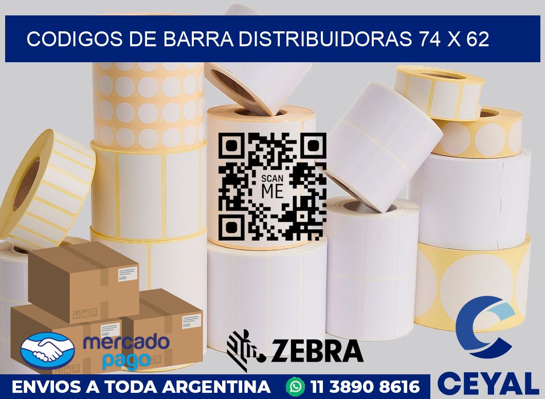 Codigos de barra distribuidoras 74 x 62
