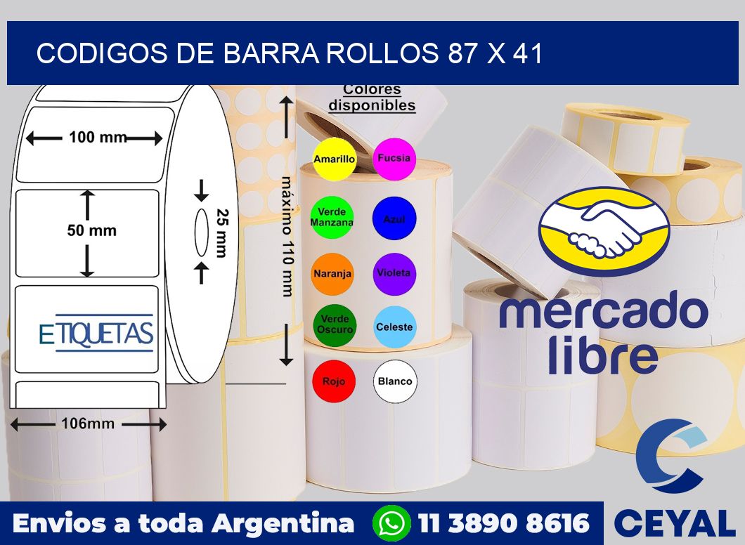 Codigos de barra rollos 87 x 41