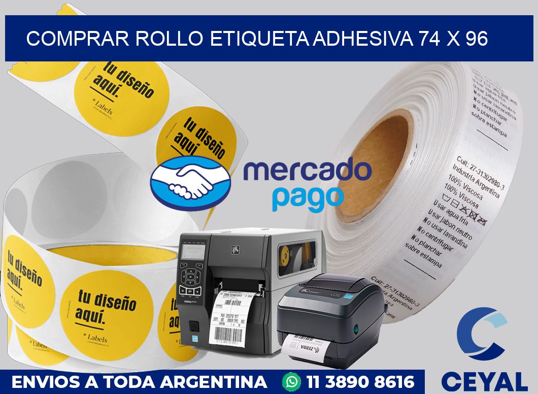 Comprar rollo etiqueta adhesiva 74 x 96