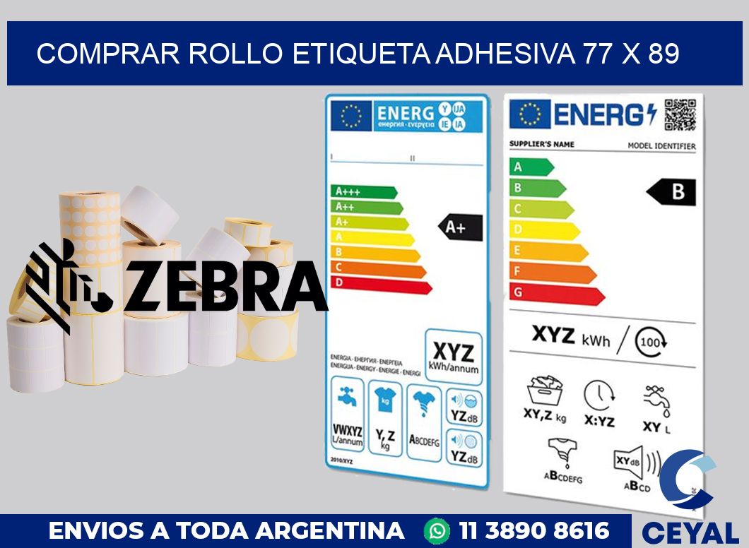 Comprar rollo etiqueta adhesiva 77 x 89