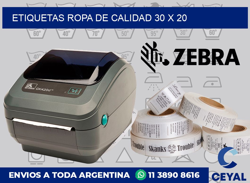 Etiquetas ropa de calidad 30 x 20