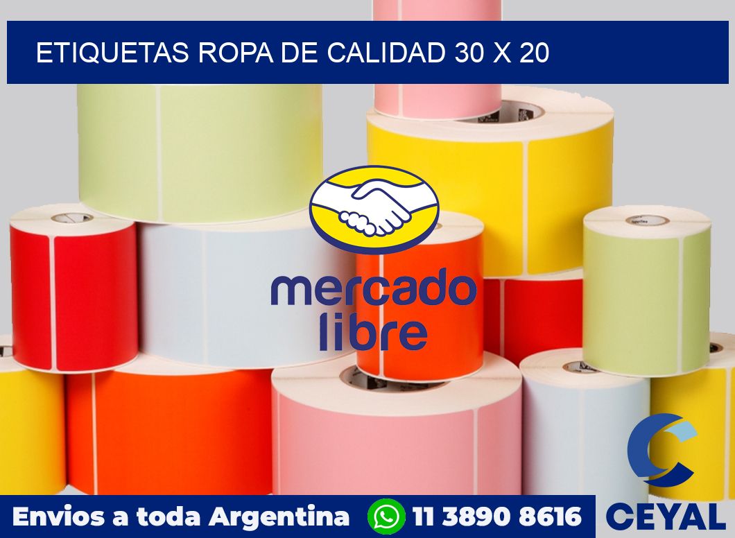 Etiquetas ropa de calidad 30 x 20