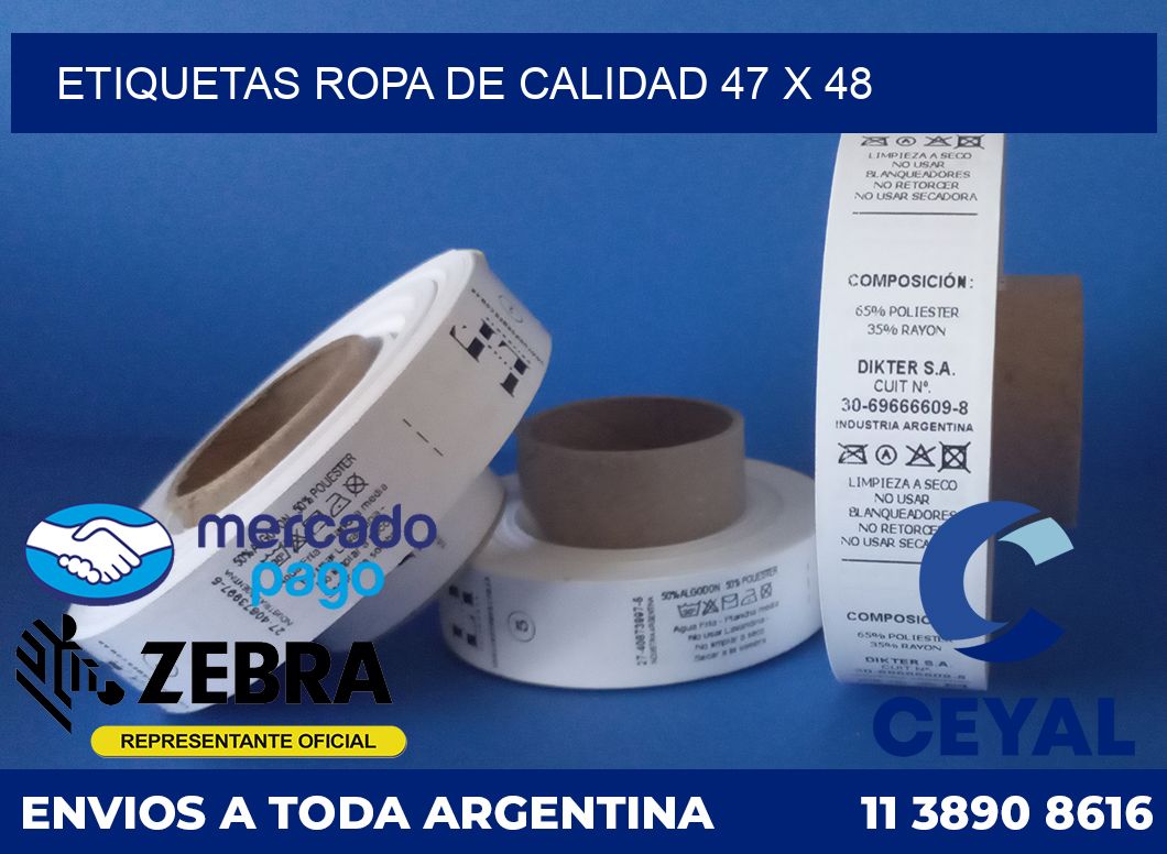 Etiquetas ropa de calidad 47 x 48
