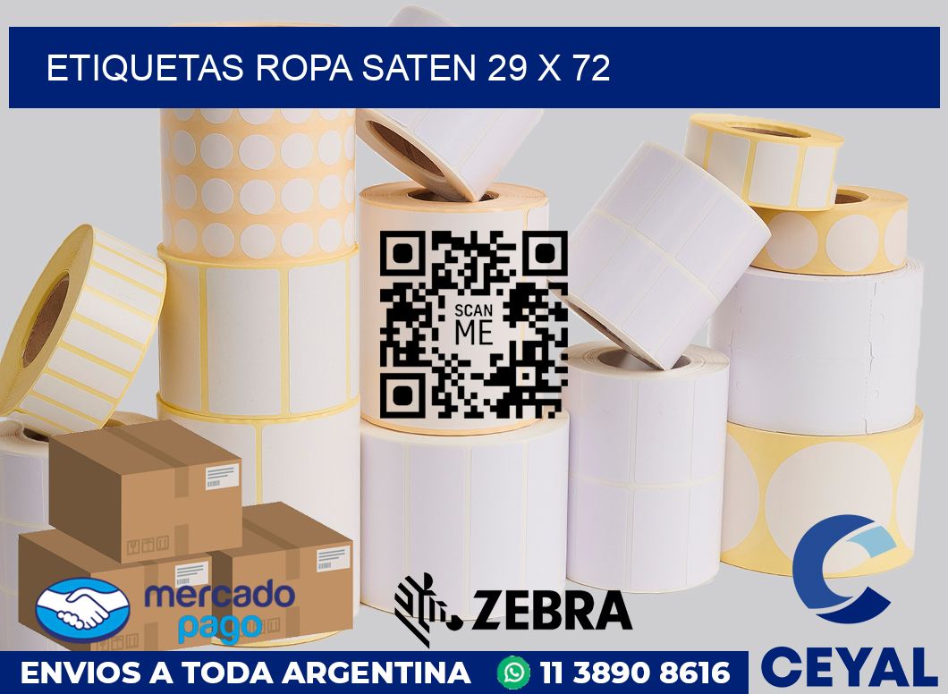 Etiquetas ropa saten 29 x 72