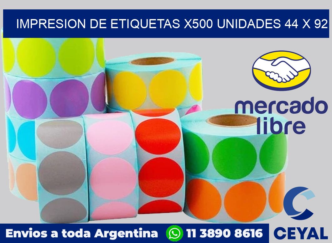 Impresion de etiquetas x500 unidades 44 x 92