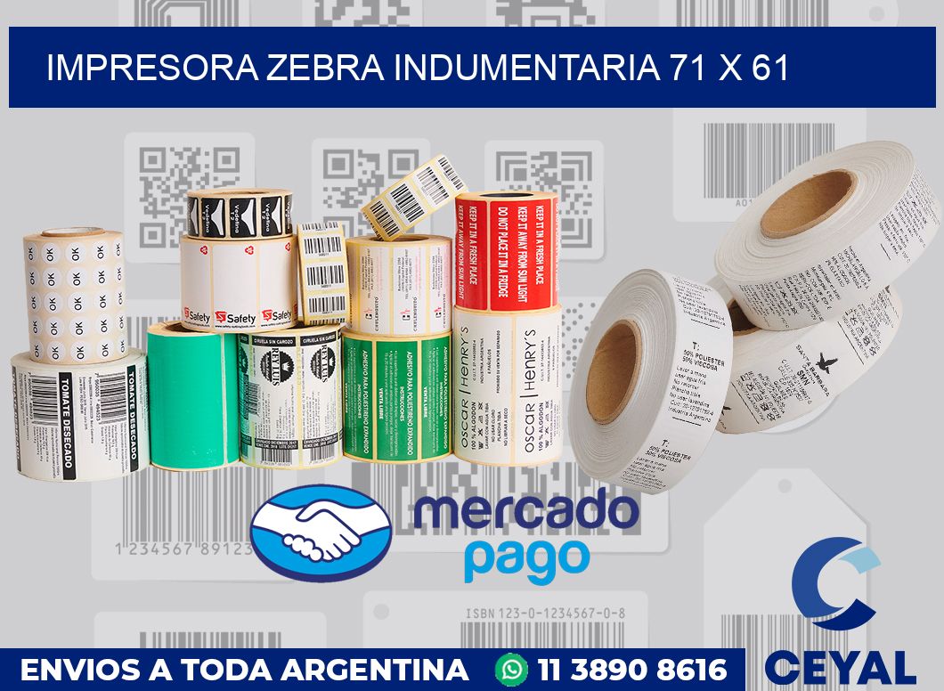 Impresora Zebra indumentaria 71 x 61
