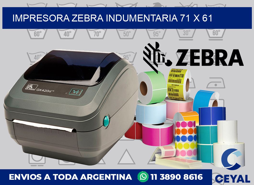 Impresora Zebra indumentaria 71 x 61