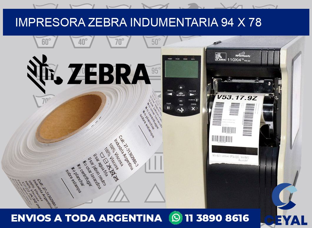 Impresora Zebra indumentaria 94 x 78