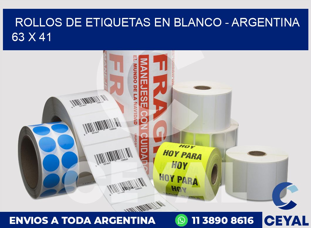 Rollos de etiquetas en blanco - Argentina 63 x 41