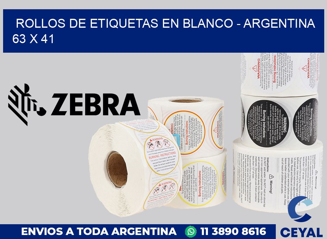 Rollos de etiquetas en blanco - Argentina 63 x 41