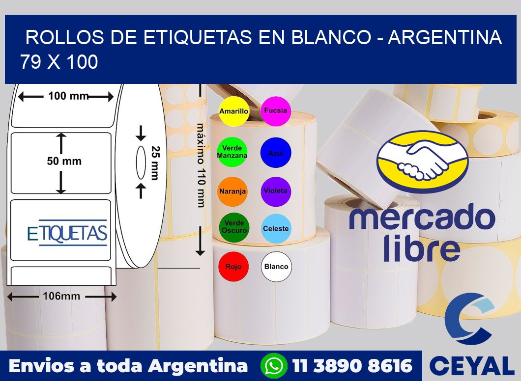 Rollos de etiquetas en blanco - Argentina 79 x 100