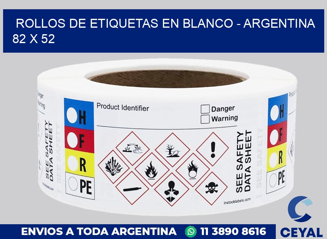 Rollos de etiquetas en blanco - Argentina 82 x 52
