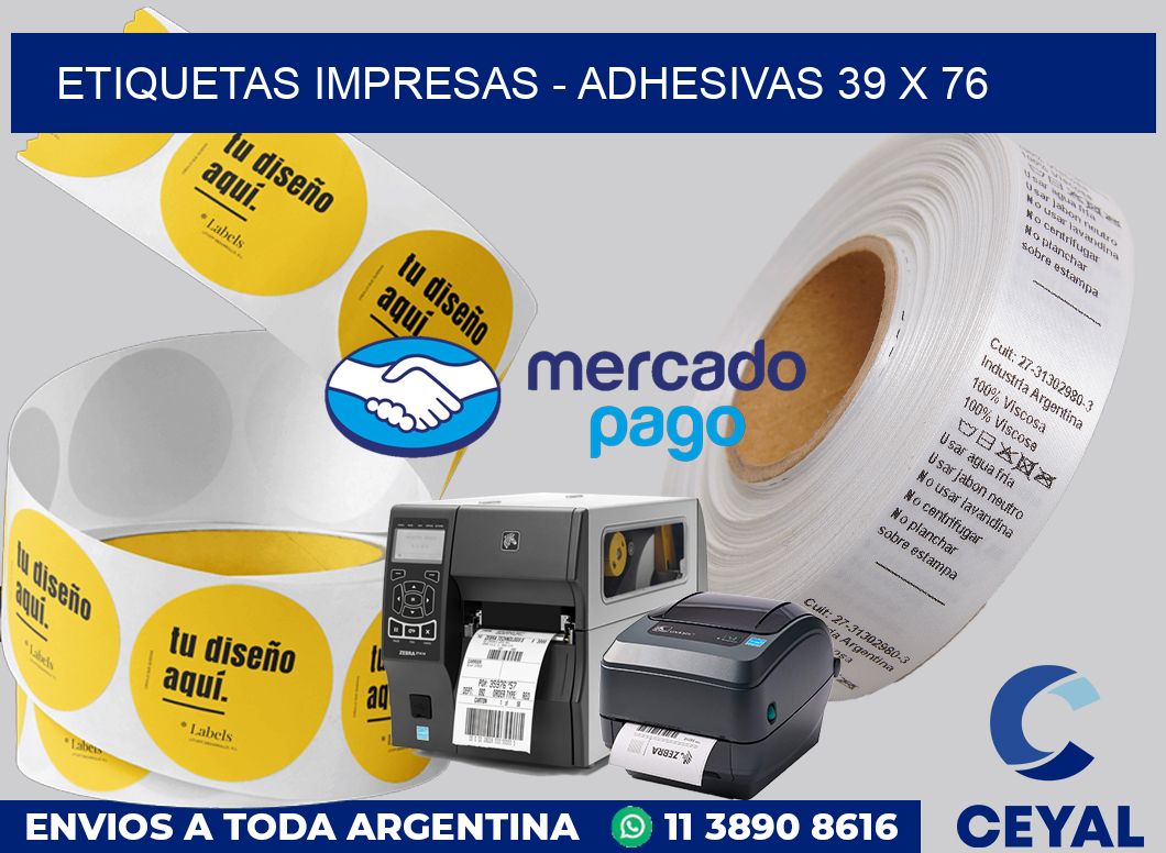 etiquetas impresas - Adhesivas 39 x 76