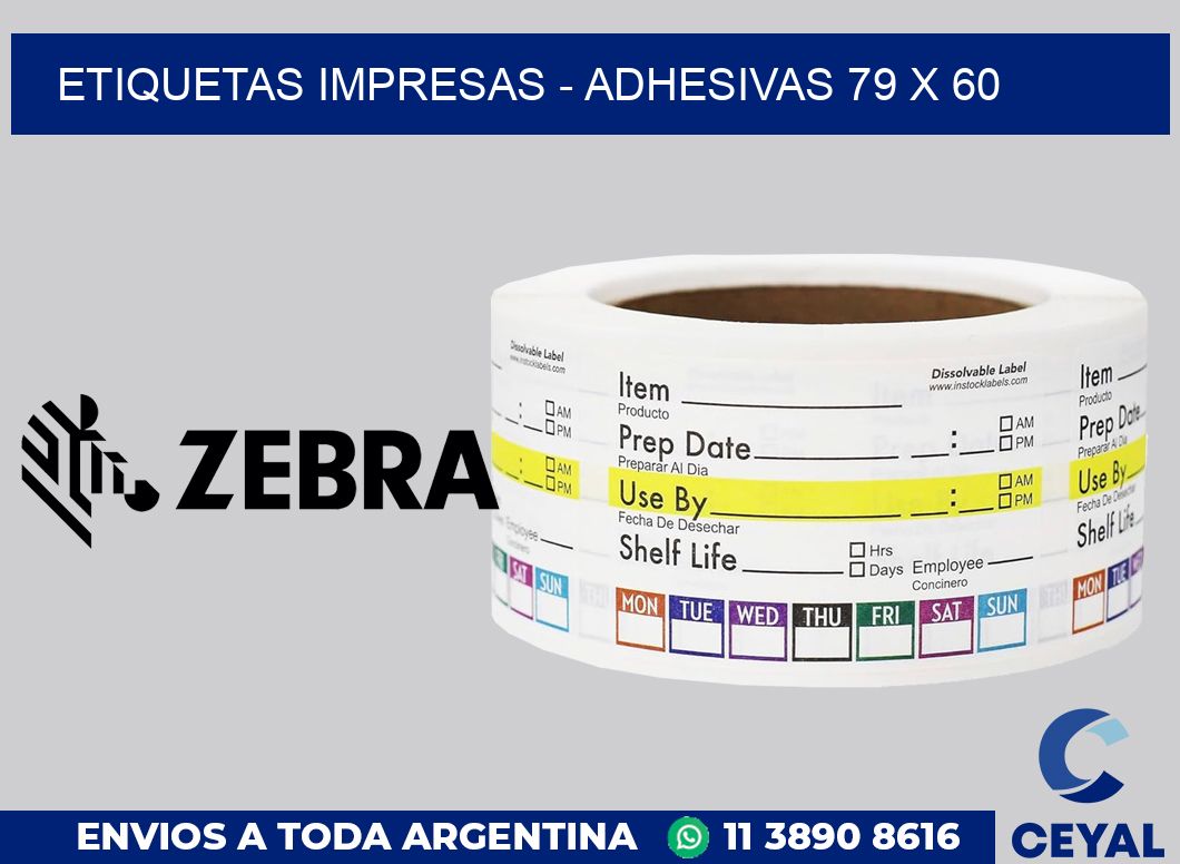 etiquetas impresas - Adhesivas 79 x 60