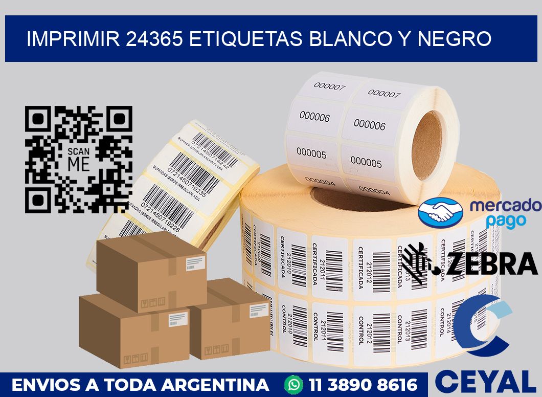 imprimir 24365 etiquetas blanco y negro