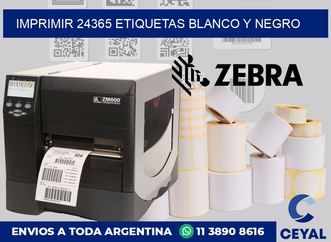 imprimir 24365 etiquetas blanco y negro