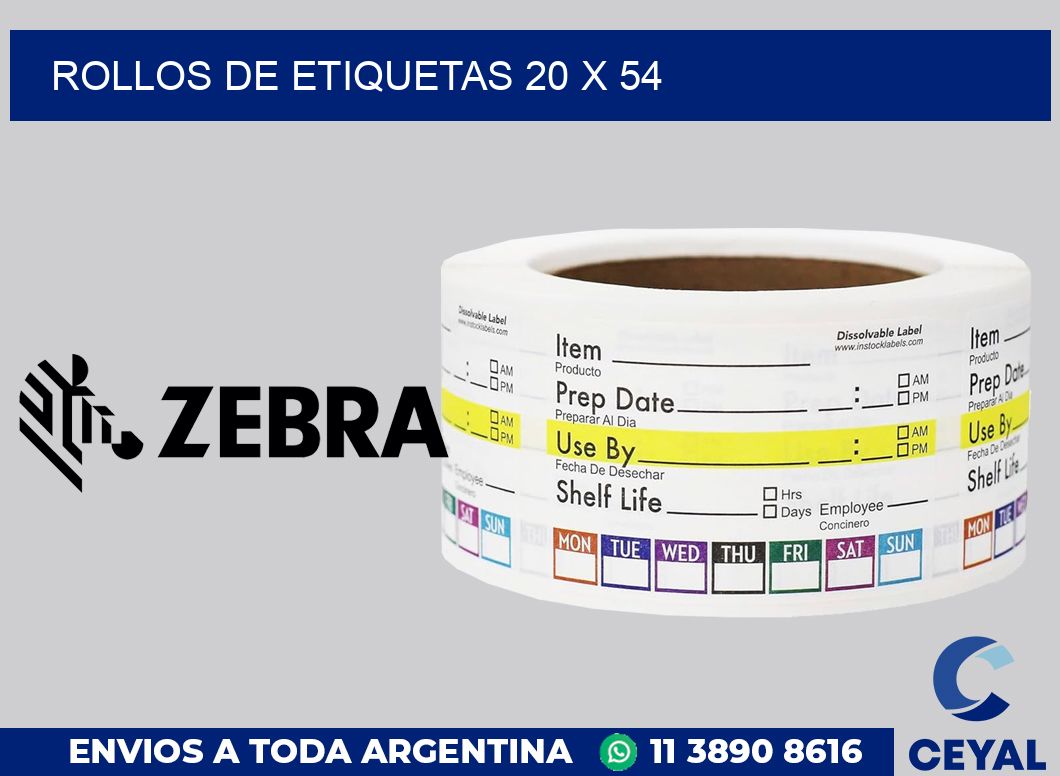 rollos de etiquetas 20 x 54