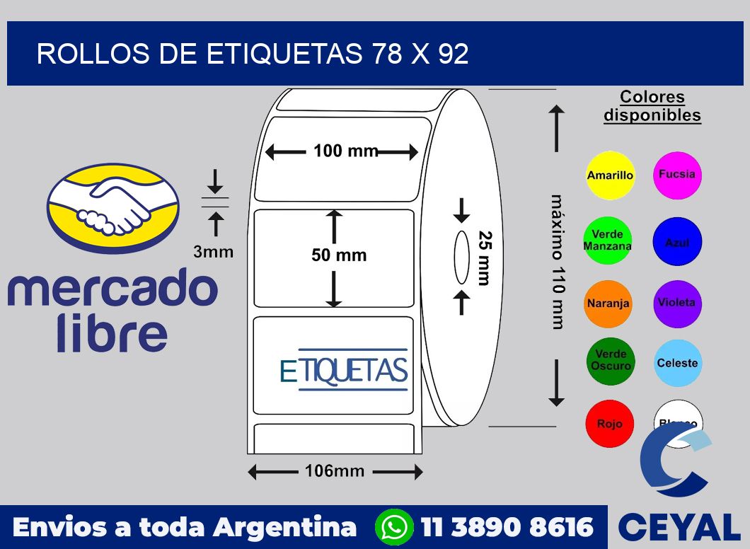 rollos de etiquetas 78 x 92
