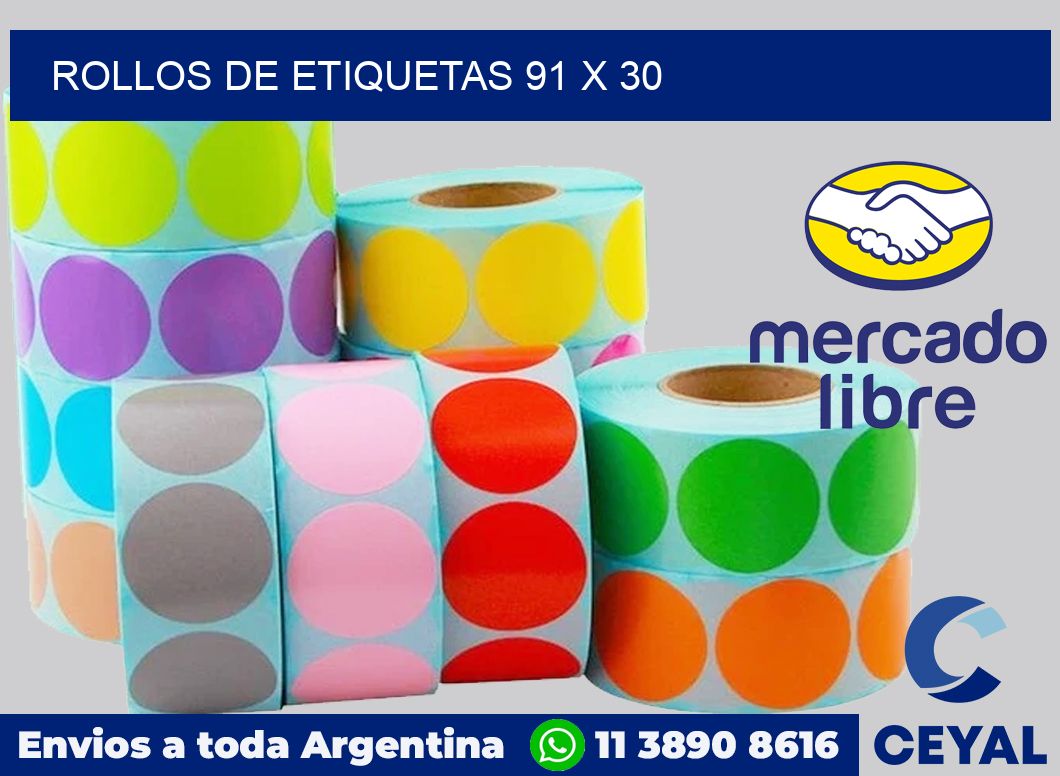 rollos de etiquetas 91 x 30