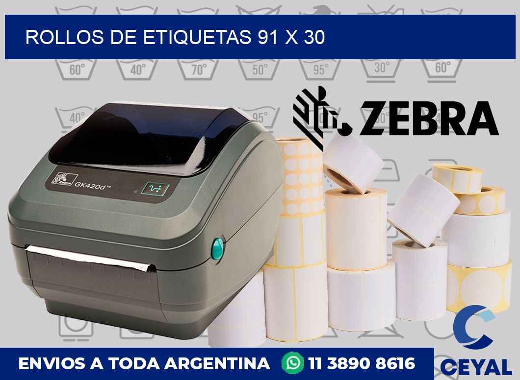 rollos de etiquetas 91 x 30