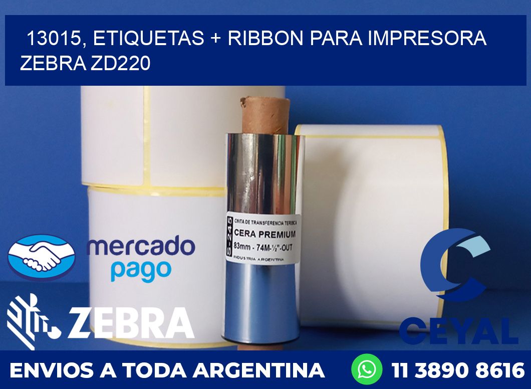 13015, etiquetas + ribbon para impresora zebra zd220