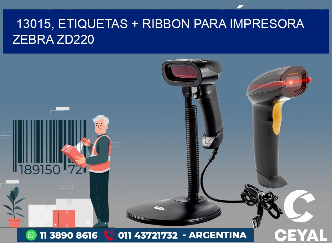 13015, etiquetas + ribbon para impresora zebra zd220