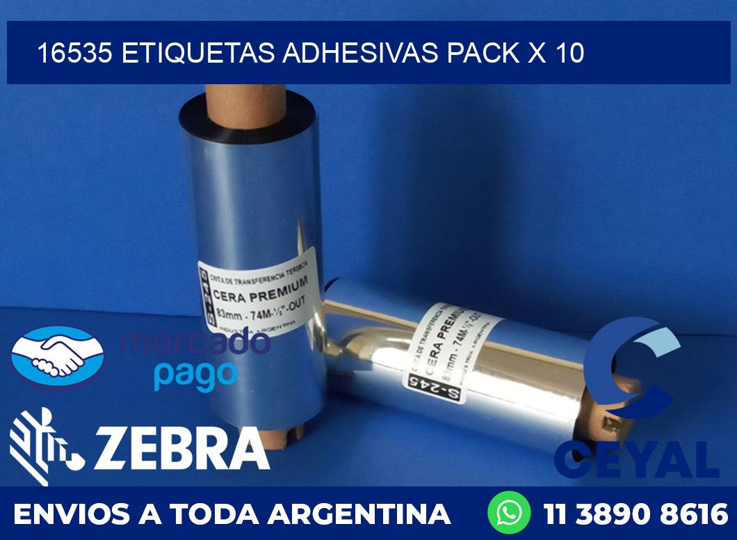 16535 ETIQUETAS ADHESIVAS PACK X 10