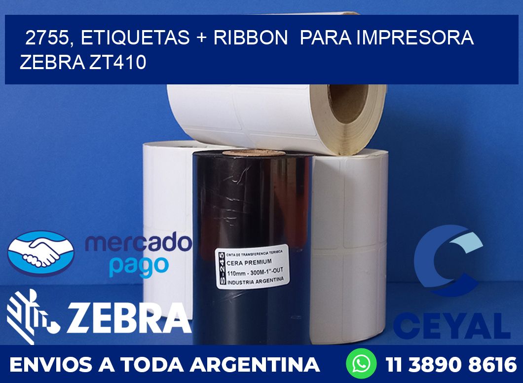 2755, etiquetas + ribbon para impresora zebra ZT410