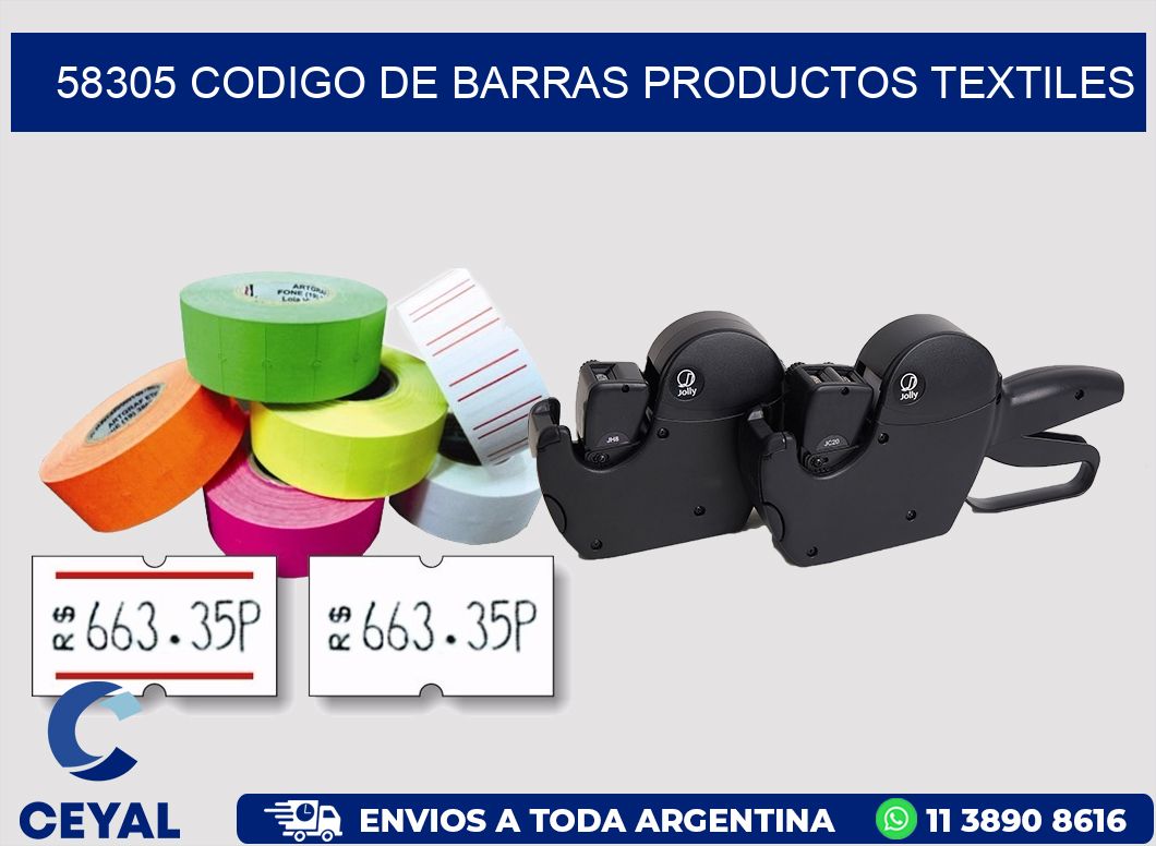 58305 CODIGO DE BARRAS PRODUCTOS TEXTILES